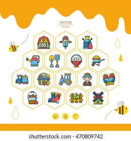 icon set farming vector