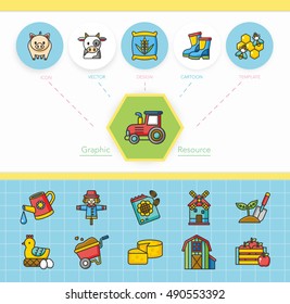 icon set farming vector