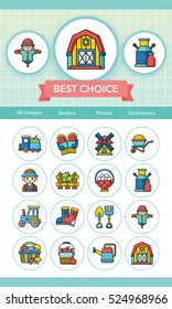 icon set farming vector