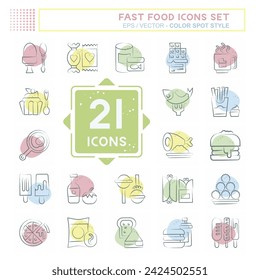 Icon Set Fast Food. related to Restaurant symbol. Color Spot Style. simple design editable. simple illustration
