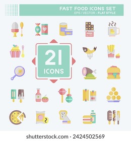 Icon Set Fast Food. related to Restaurant symbol. flat style. simple design editable. simple illustration