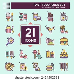 Icon Set Fast Food. related to Restaurant symbol. MBE style. simple design editable. simple illustration