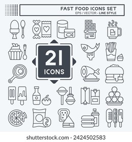 Icon Set Fast Food. related to Restaurant symbol. line style. simple design editable. simple illustration