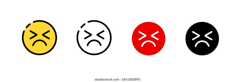 Icon set featuring angry faces. includes styles for emotional expression in communication.