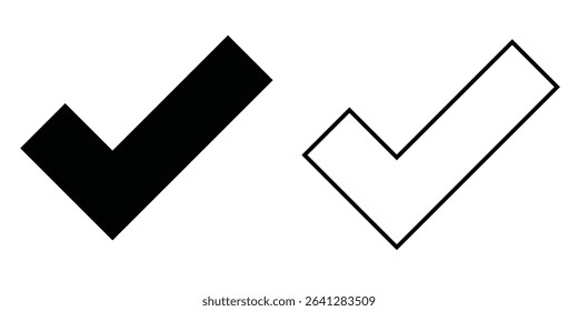 Icon set featuring a solid black check mark and an outlined white check mark on a plain background
