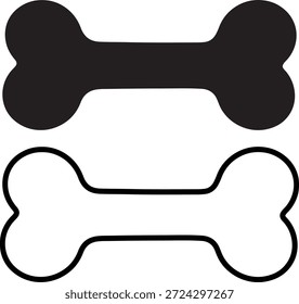 conjunto de iconos con dos huesos de perro, uno lleno y uno delineado,