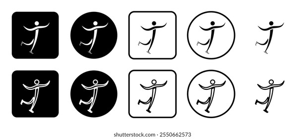 Conjunto de iconos de símbolo de patinaje artístico. Relleno, contorno, conjunto de iconos en blanco y negro, estilo plano.  Ilustración vectorial sobre fondo blanco