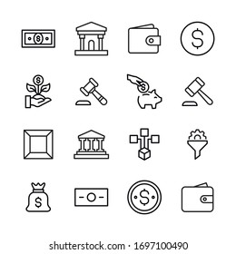 Icon set of finance. Editable vector pictograms isolated on a white background. Trendy outline symbols for mobile apps and website design. Premium pack of icons in trendy line style.