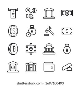Icon set of finance. Editable vector pictograms isolated on a white background. Trendy outline symbols for mobile apps and website design. Premium pack of icons in trendy line style.