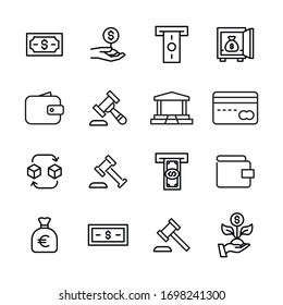 Icon set of finance. Editable vector pictograms isolated on a white background. Trendy outline symbols for mobile apps and website design. Premium pack of icons in trendy line style.