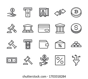 Icon set of finance. Editable vector pictograms isolated on a white background. Trendy outline symbols for mobile apps and website design. Premium pack of icons in trendy line style.