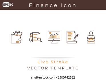 Icon Set Finance, Graph Report For Website, Infographic Element. Vector Illustration