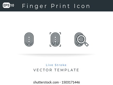 Icon Set Finger Print For Website, Infographic Element. Vector Illustration