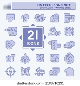 Icon Set Fintech. suitable for education symbol. two tone style. simple design editable. design template vector. simple illustration