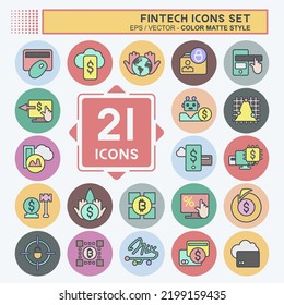 Icon Set Fintech. suitable for education symbol. color mate style. simple design editable. design template vector. simple illustration