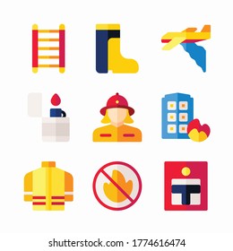 Icon Set Fire Fighter for different seasons Color