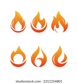 icon set Fire flame logo vector illustration design template. vector fire flames sign illustration isolated. fire icon