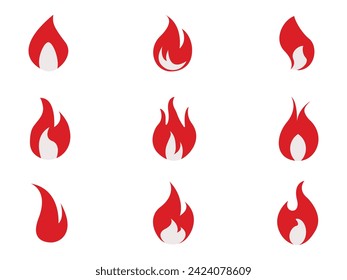 conjunto de iconos Diseño de ilustración vectorial del logotipo de llama de fuego .