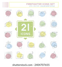 Icon Set Firefighter. related to Education symbol. Color Spot Style. simple design editable. simple illustration
