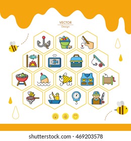 icon set fishing vector
