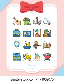 icon set fishing vector