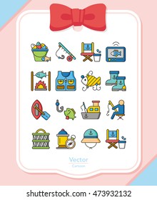 icon set fishing vector
