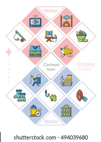 icon set fishing vector