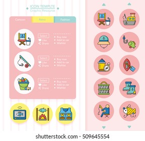 icon set fishing vector