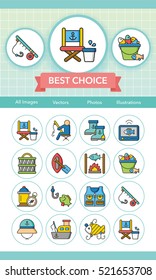 icon set fishing vector