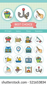 icon set fishing vector