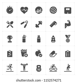 Icon set - Fitness filled icon style vector illustration on white background