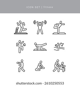 Icon set: fitness and gym programs