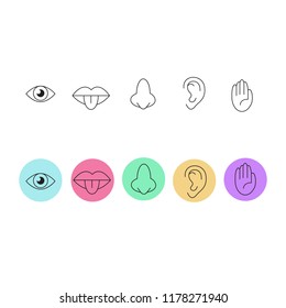 Icon set of five human senses.