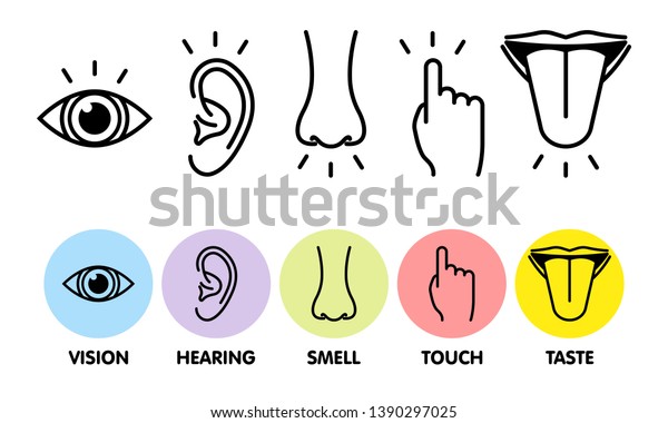 Icon Set Five Human Senses Vision Stock Vector (Royalty Free) 1390297025