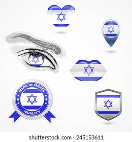Icon set with flag of Israel