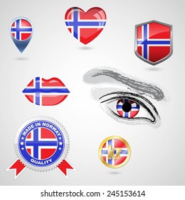 Icon set with flag of Norway