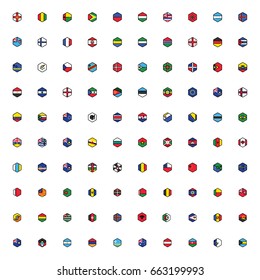 Icon set with the flags of the world