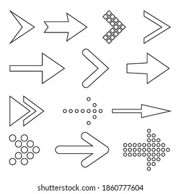 Icon Set of Flat Arrows. Isolated Arrow Icon Set Collection for Back and Next User Interface Icons. Undo and Redo Flat Collection. Different Shape Concept for Previous or Forward on White Backdrop