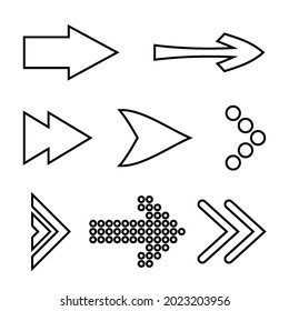 Icon Set of Flat Arrows. Isolated Icon Collection for Back and Next User Interface Icons. Different Concept for Previous or Forward Minimal Web Buttons