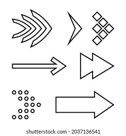 Icon Set of Flat Arrows. Isolated Arrow Icon Collection for Back and Next User Interface Icons. Different Concept for Previous or Forward Minimal Web Buttons on White