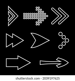 Icon Set of Flat Arrows. Isolated Arrow Icon Collection for Back and Next User Interface Icons. Different Concept for Previous or Forward Minimal Web Buttons