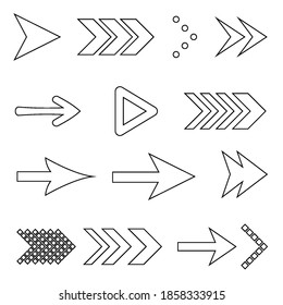 Icon Set of Flat Arrows on White. Isolated Arrow Icon Collection for Back and Next User Interface Icons. Undo and Redo Flat Collection. Different Shape Concept for Previous or Forward Web Buttons
