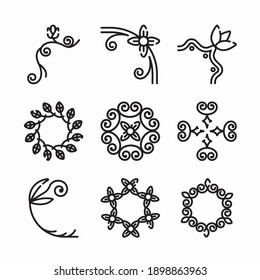 Icon Set Floral Design for different seasons Line