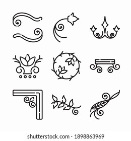 Diseño floral de conjunto de iconos para diferentes temporadas Línea