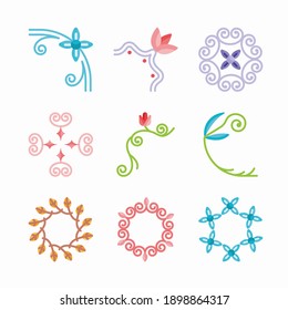 Diseño floral de conjunto de iconos para diferentes temporadas Color