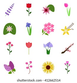 Icon set floret. Vector flowers.