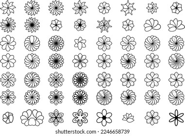Icon set of flower. Editable vector pictograms isolated on a white background. Trendy outline symbols for mobile apps and website design. Premium pack of icons in trendy line style.