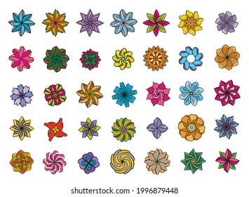 Icon set of flower.  Pack of icons in trendy line style. Flowers Set.