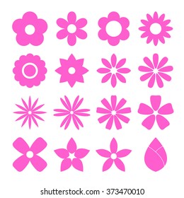 Icon Set of Flower White Background Vector Illustration