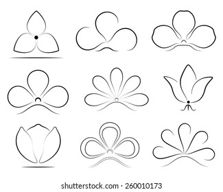 icon set of flowers